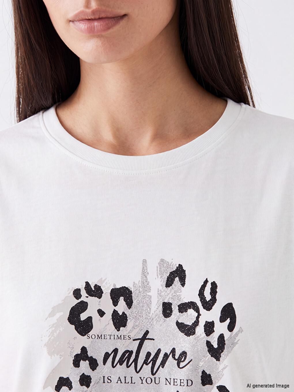 Printed %100 Cotton Women's T-shirt-2