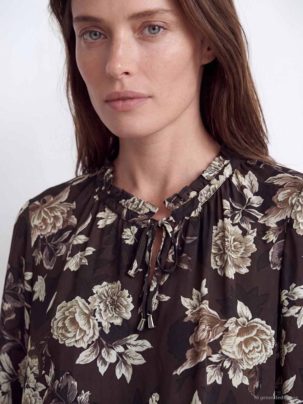 Tie Neck Floral Blouse-2