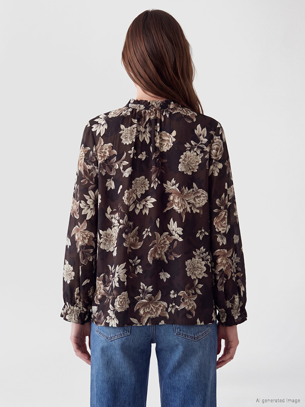 Tie Neck Floral Blouse-3