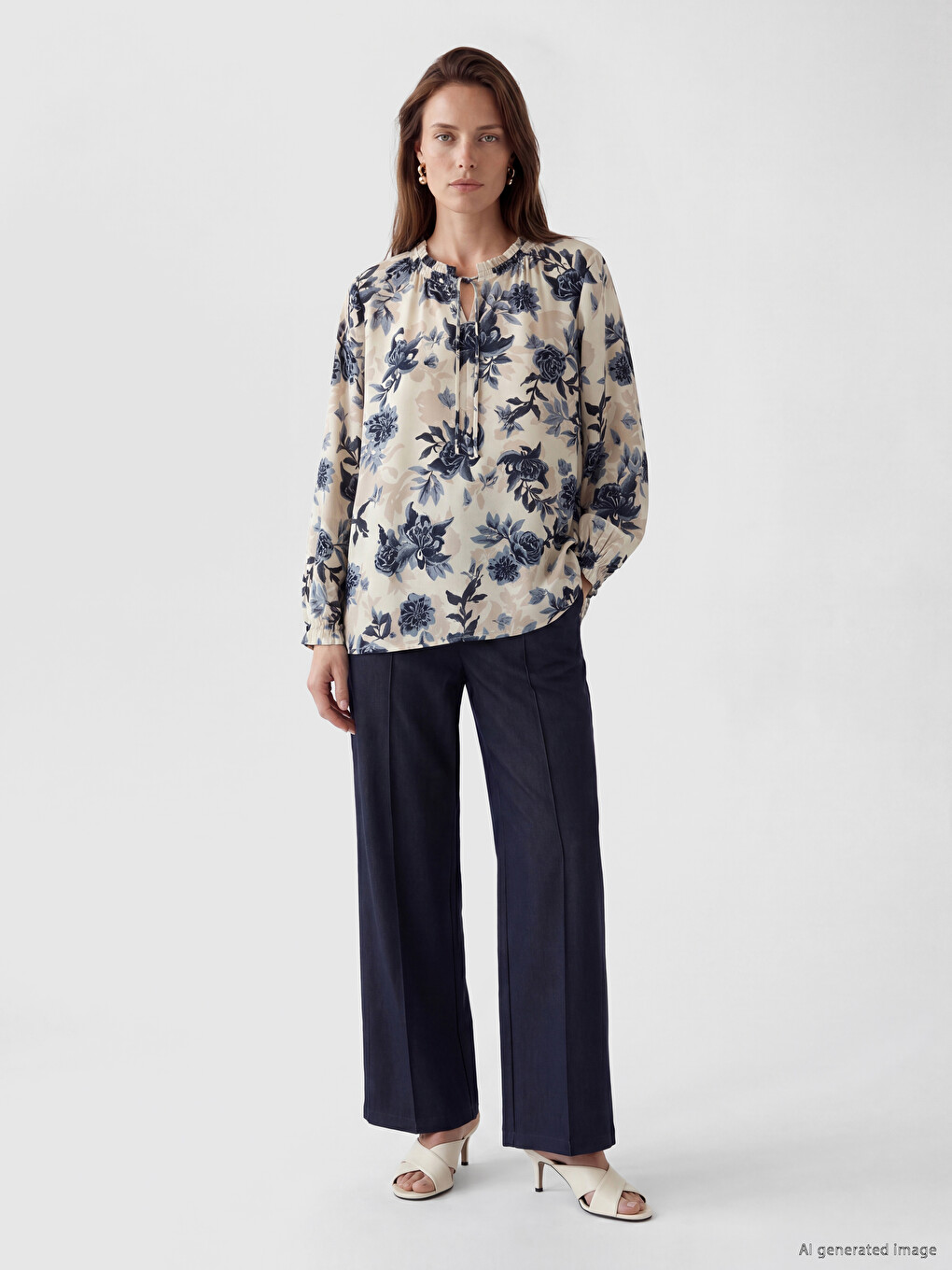 Tie Neck Floral Blouse-1