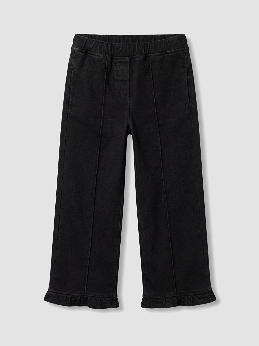 Siyah Wideleg Kız Çocuk Jean Pantolon