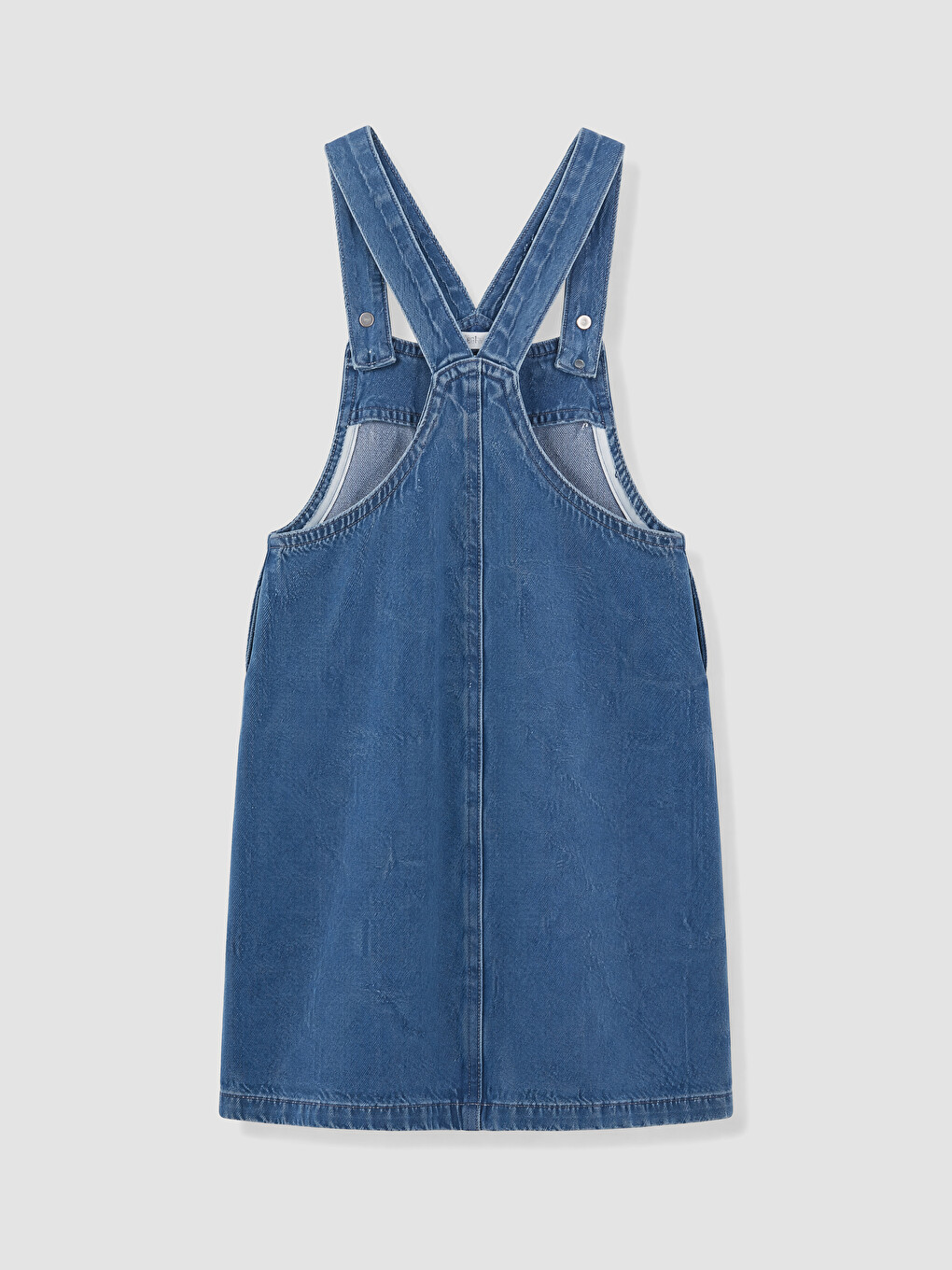 İndigo Fiyonk Desenli Kız Çocuk Jean Salopet Elbise-2