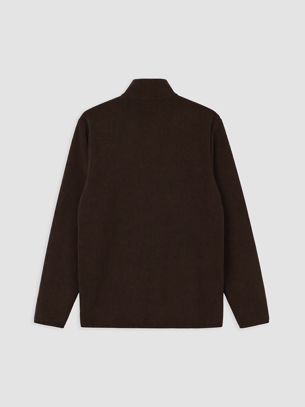 Kahverengi Dik Yaka Erkek Polar Sweatshirt-4