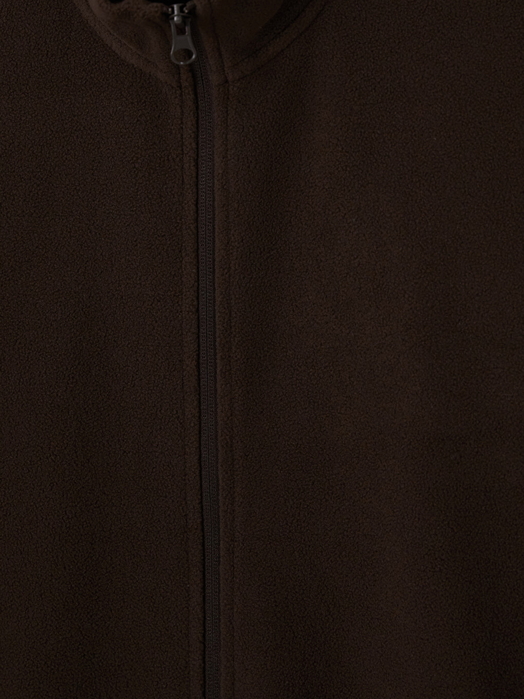Kahverengi Dik Yaka Erkek Polar Sweatshirt-5
