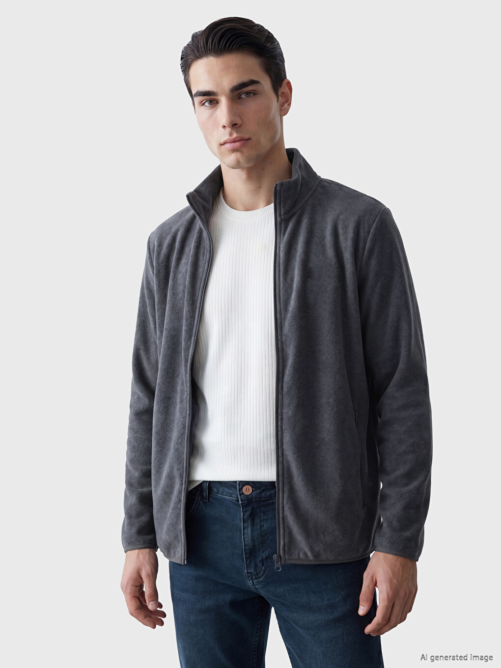 Mock Neck Men's Polar Zip-up Sweatshirt