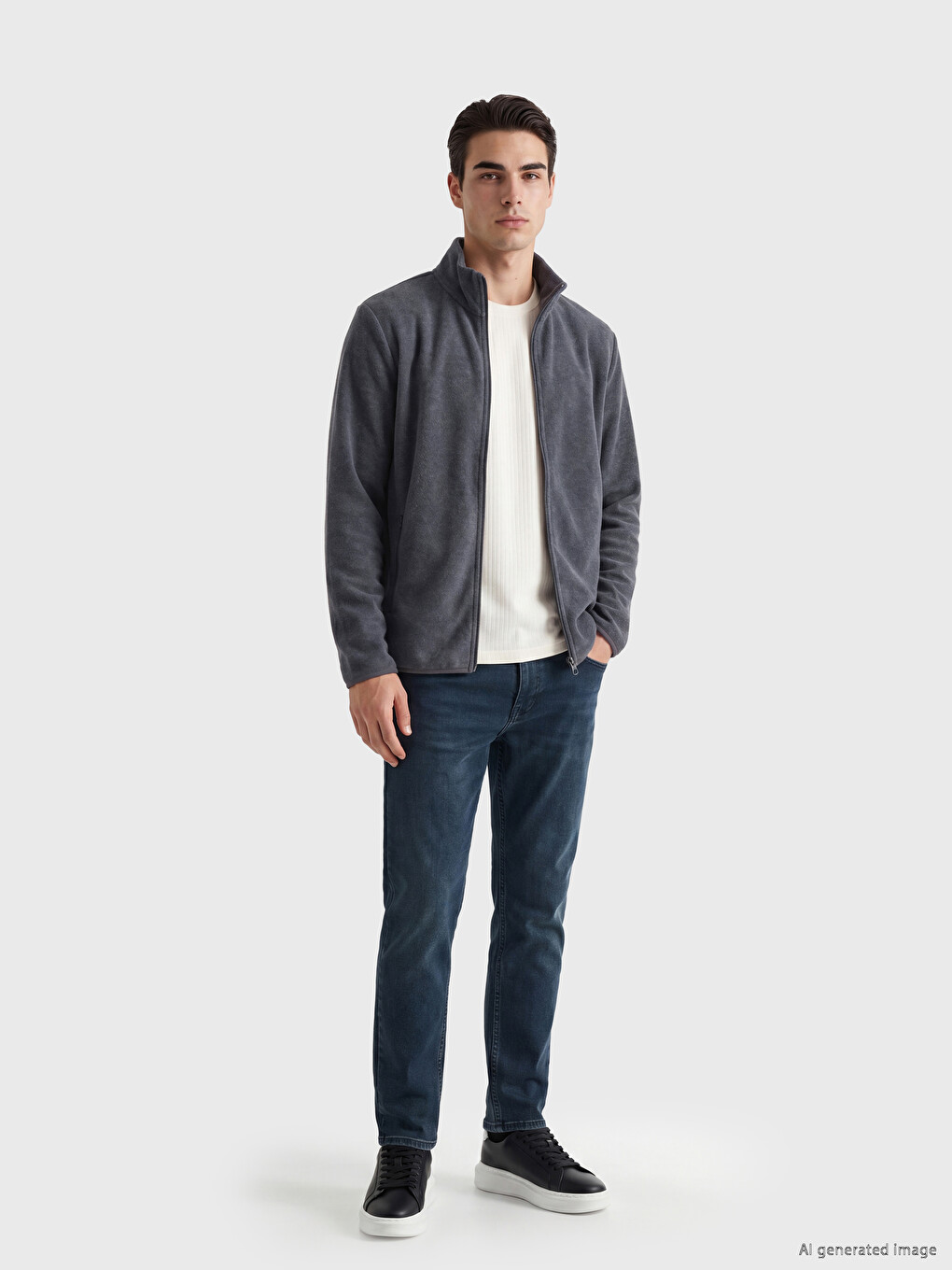Mock Neck Men's Polar Zip-up Sweatshirt-1