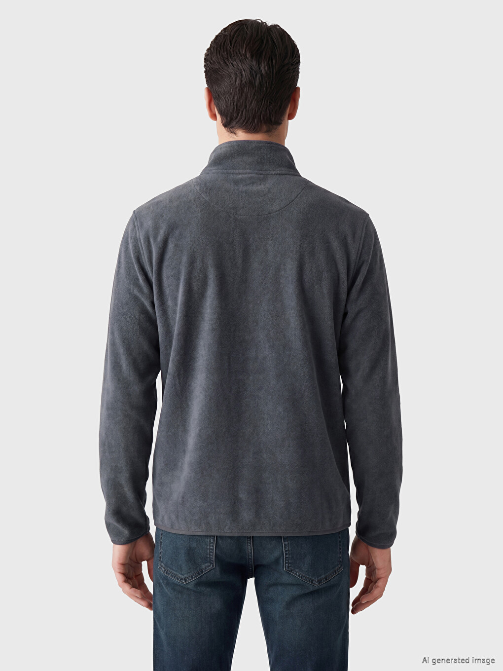 Mock Neck Men's Polar Zip-up Sweatshirt-2