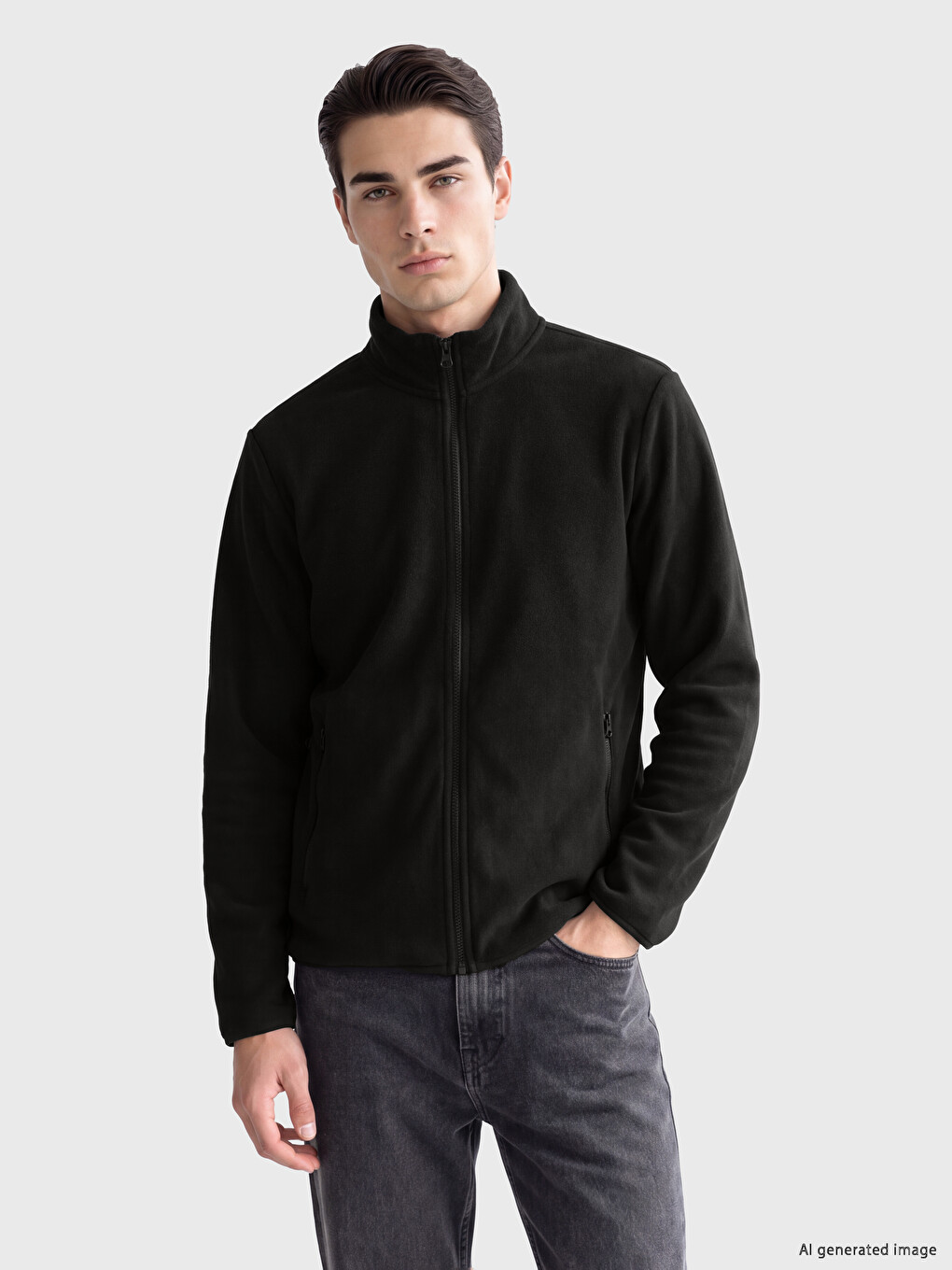 Man Green Zip-up Sweatshirt