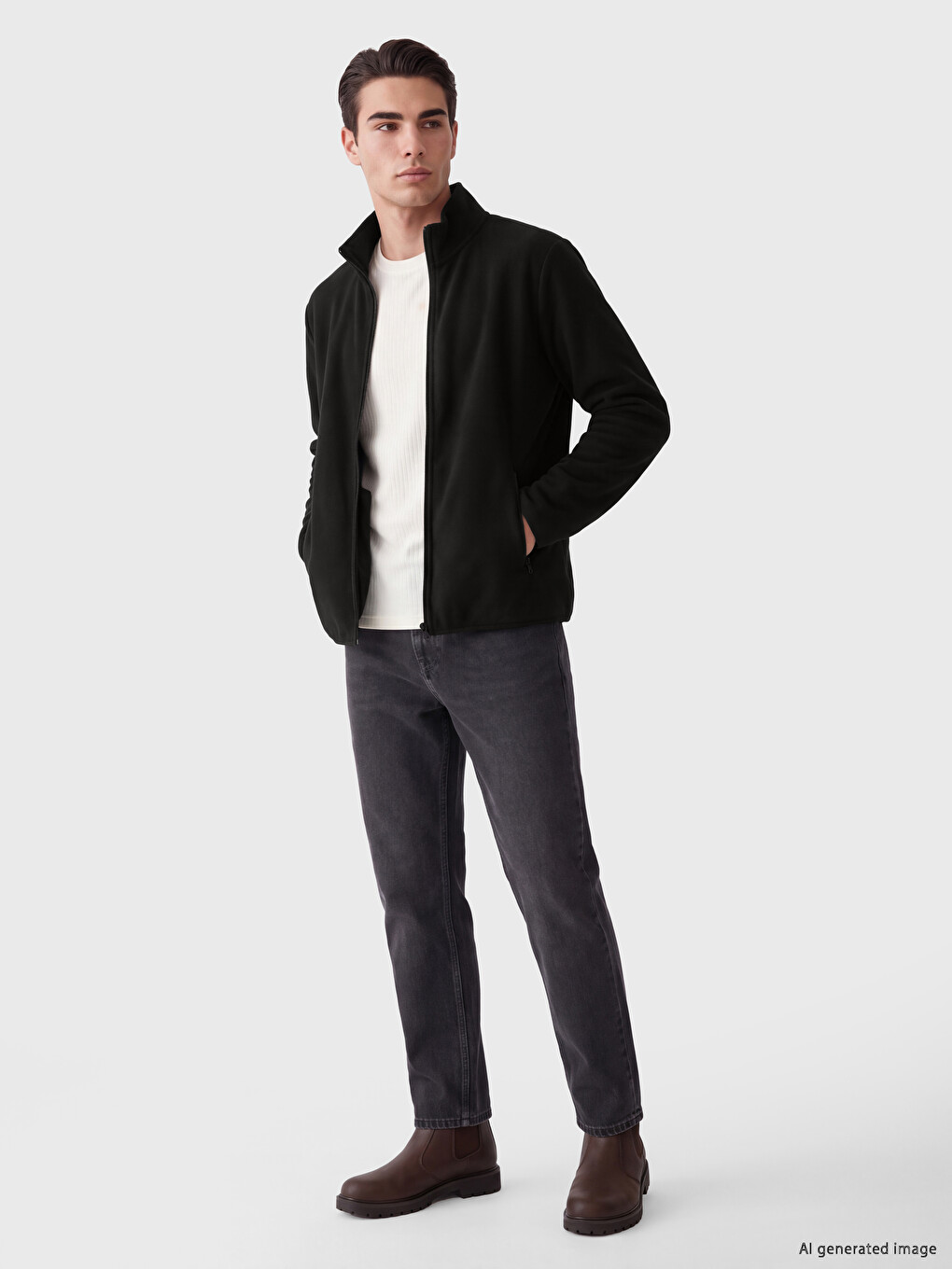 Man Green Zip-up Sweatshirt-1