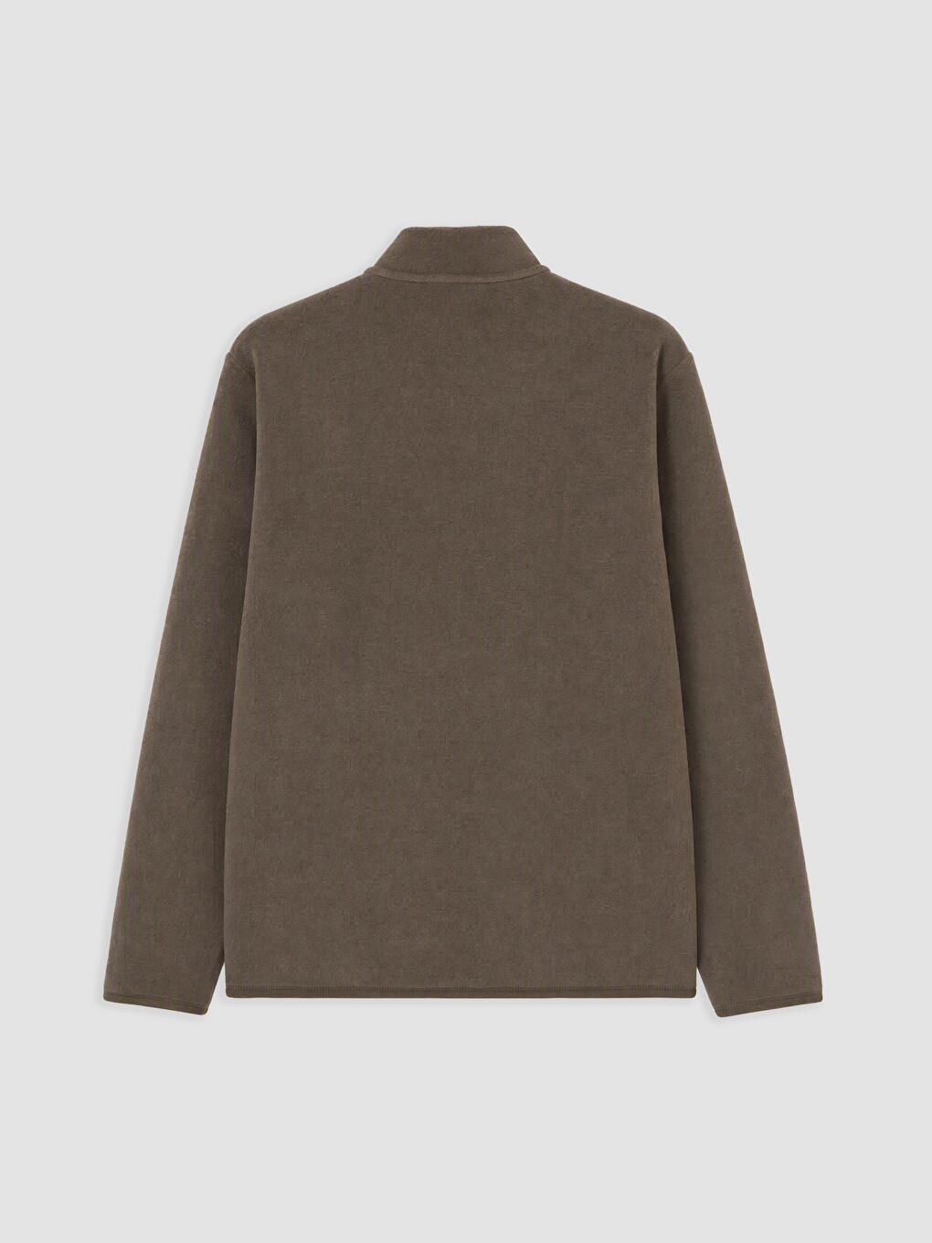 Haki Dik Yaka Erkek Polar Fermuarlı Sweatshirt-4