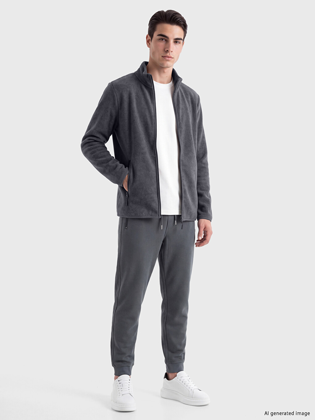 Mock Neck Men's Polar Zip-up Sweatshirt-1