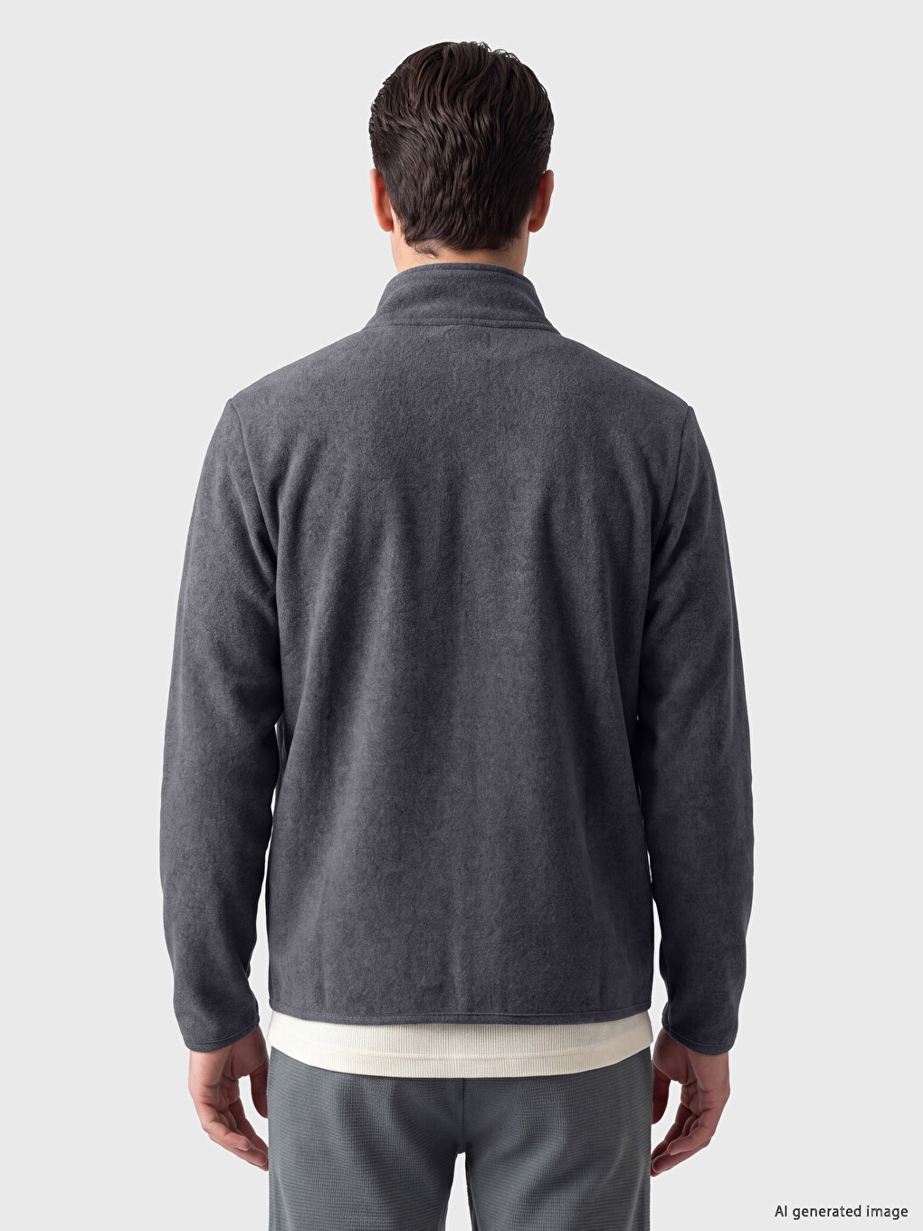 Mock Neck Men's Polar Zip-up Sweatshirt-2
