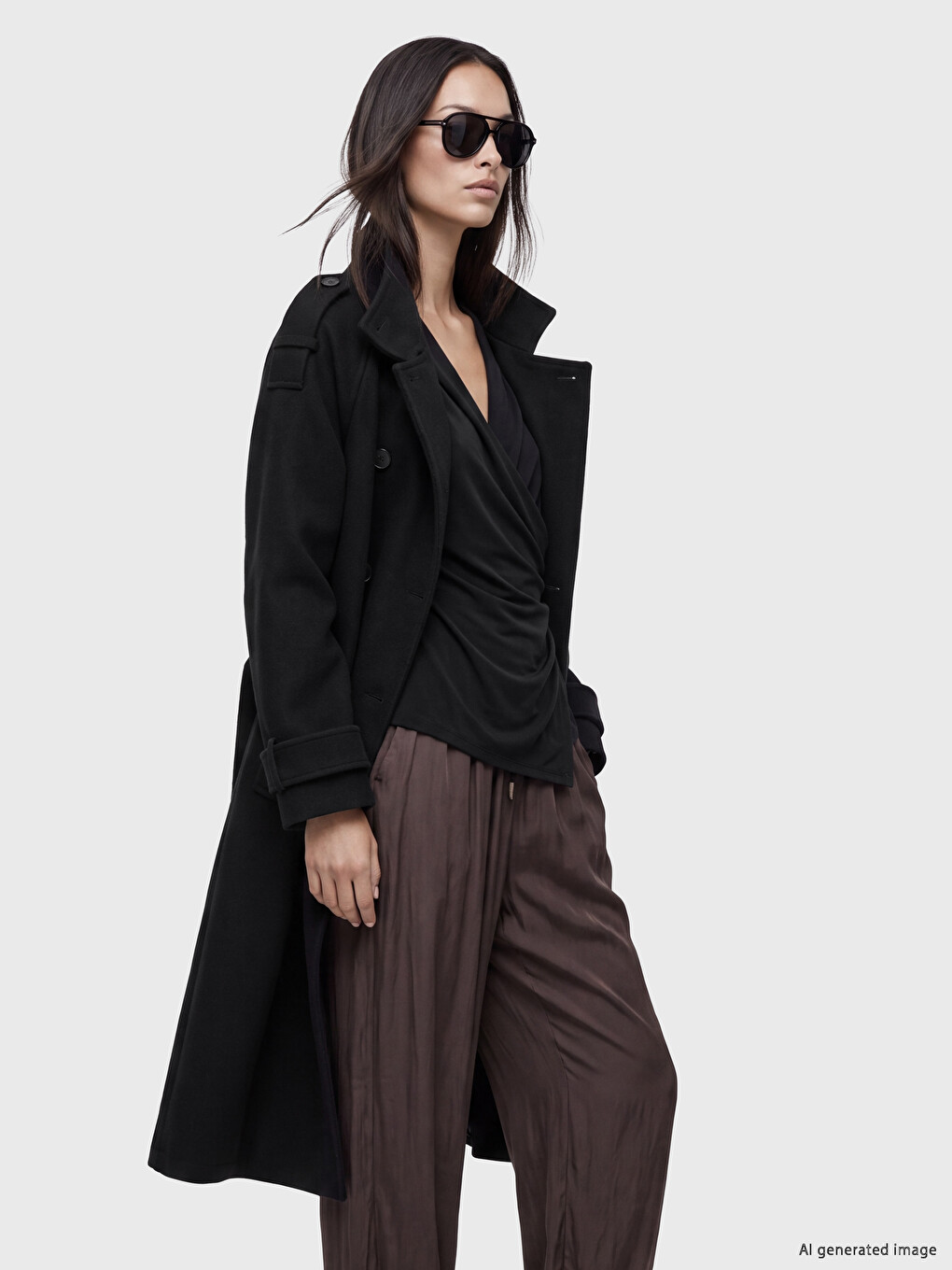 Woman Black Coatigan