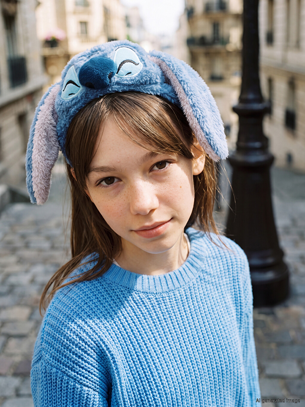 Bentiță Pufoasă Figurat Licențiată Stitch Cu Detaliu Brodat