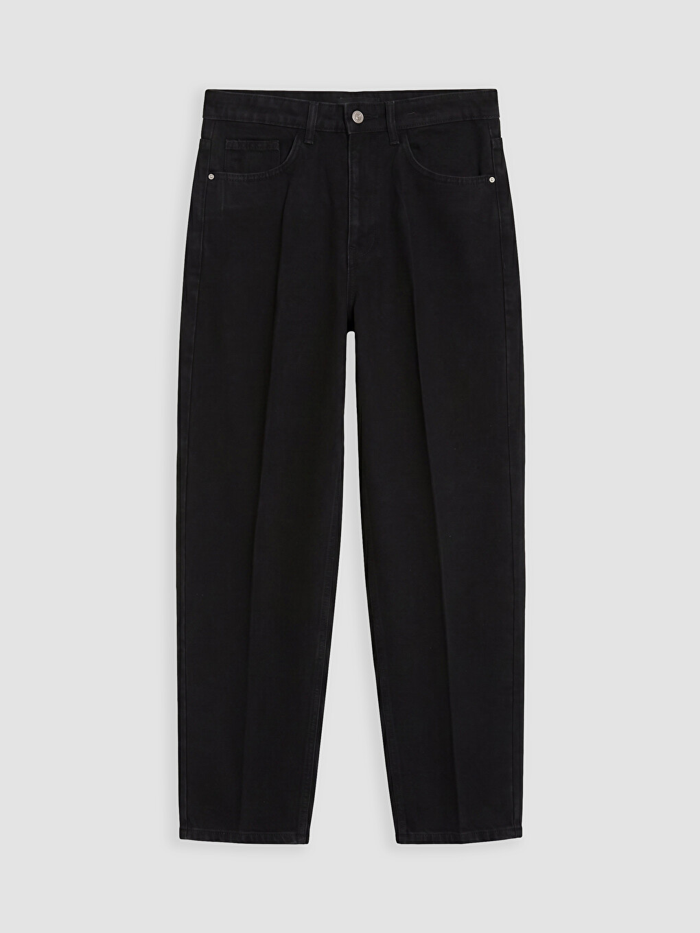 Siyah Yüksek Bel Barrel Fit Kadın Jean Pantolon-4