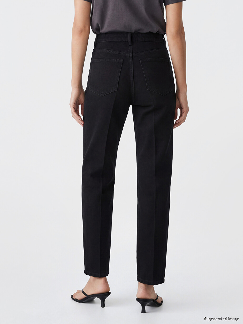 Siyah Yüksek Bel Barrel Fit Kadın Jean Pantolon-3