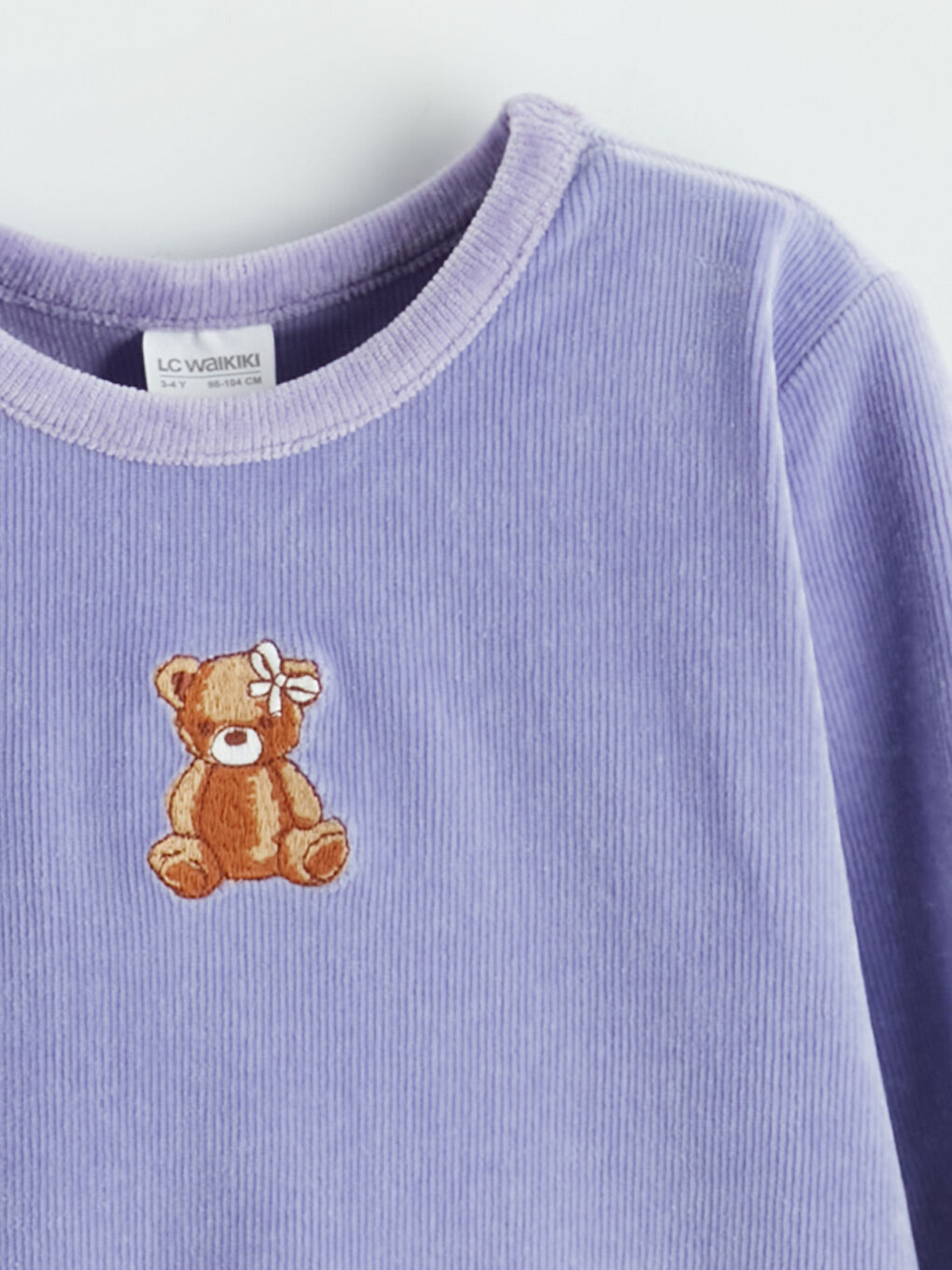 Lila Ayıcık Baskılı Kız Çocuk Pijama Takımı-2