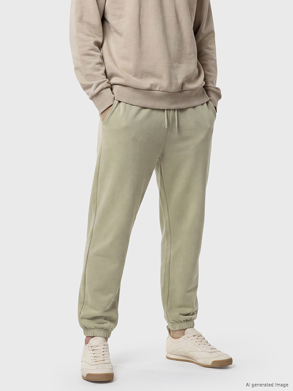 Man Beige Jogger Sweatpants-1