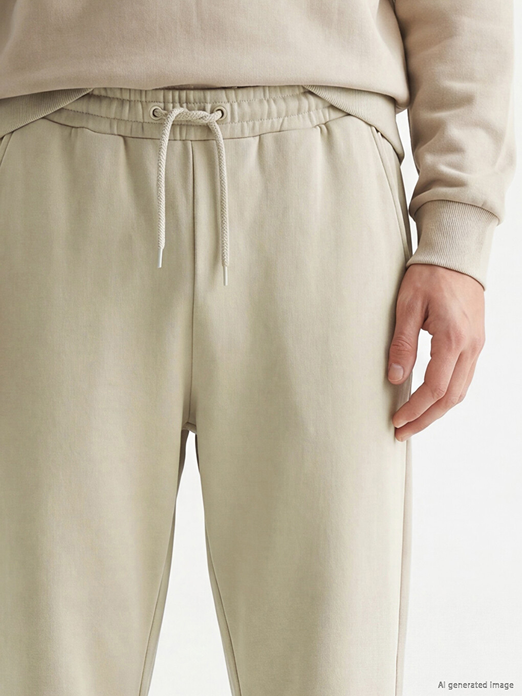 Man Beige Jogger Sweatpants-2