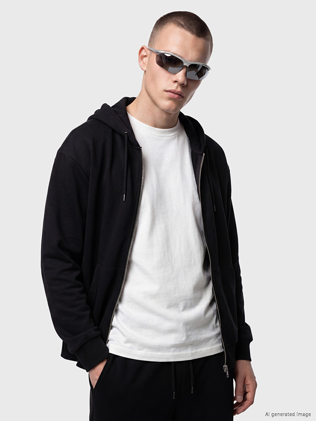 Hooded Basic Men's Zip-up Sweatshirt