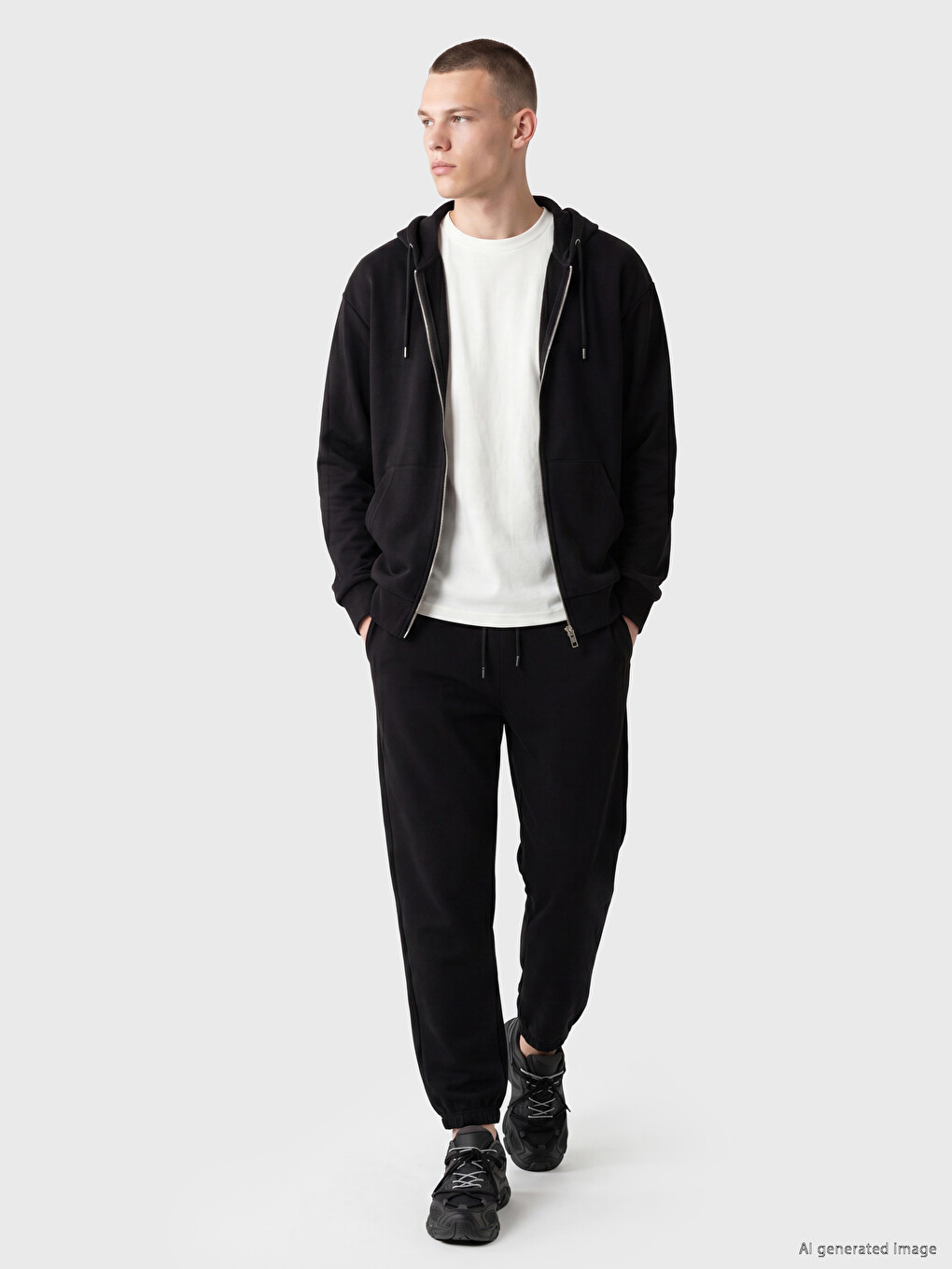 Hooded Basic Men's Zip-up Sweatshirt-1
