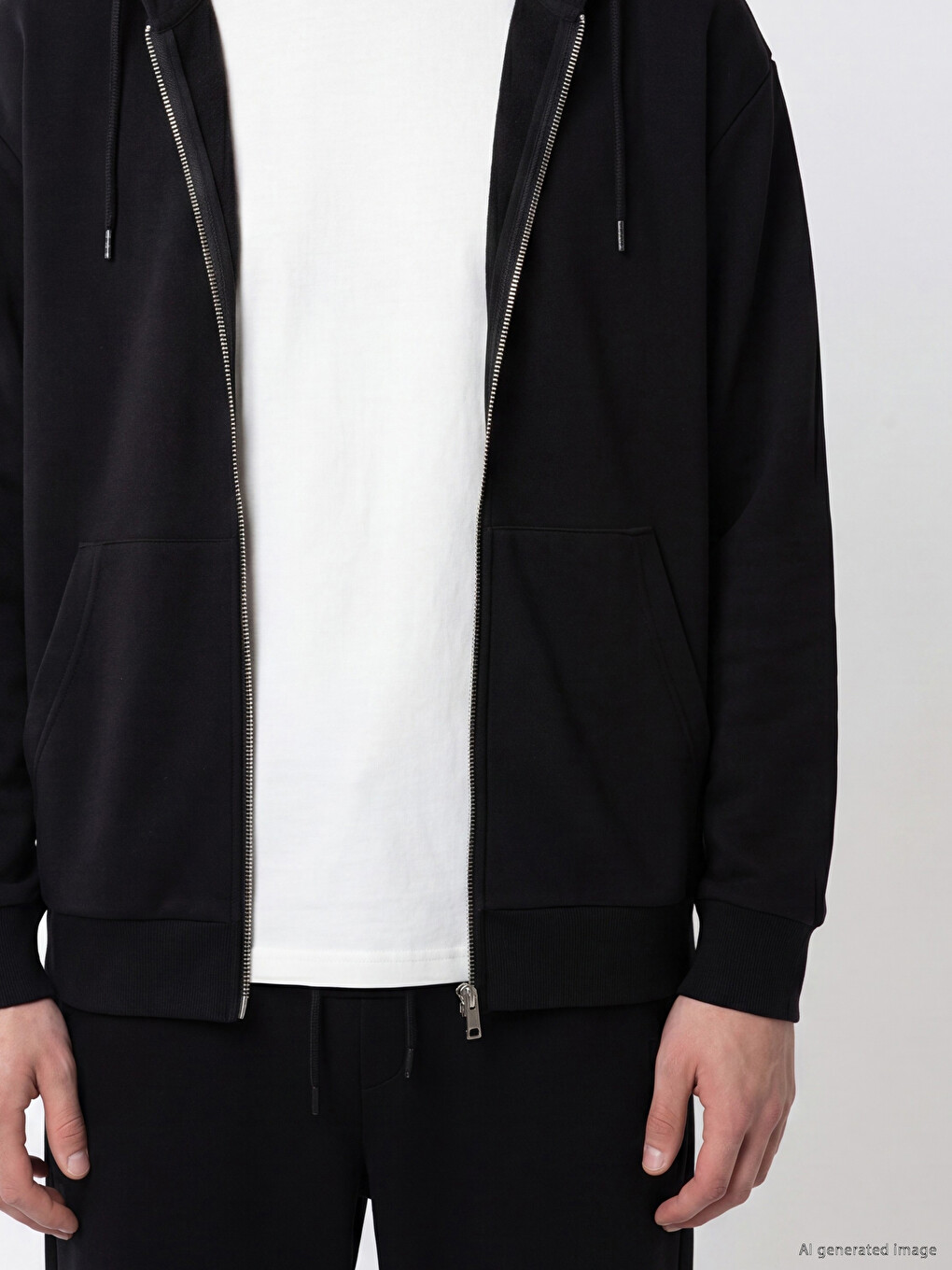 Hooded Basic Men's Zip-up Sweatshirt-2