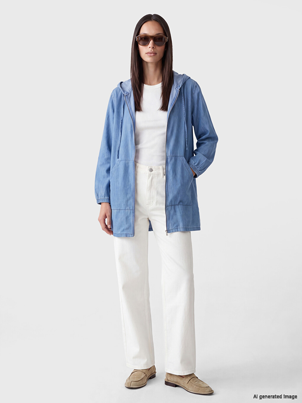 Hooded Women's Jean Jacket-1