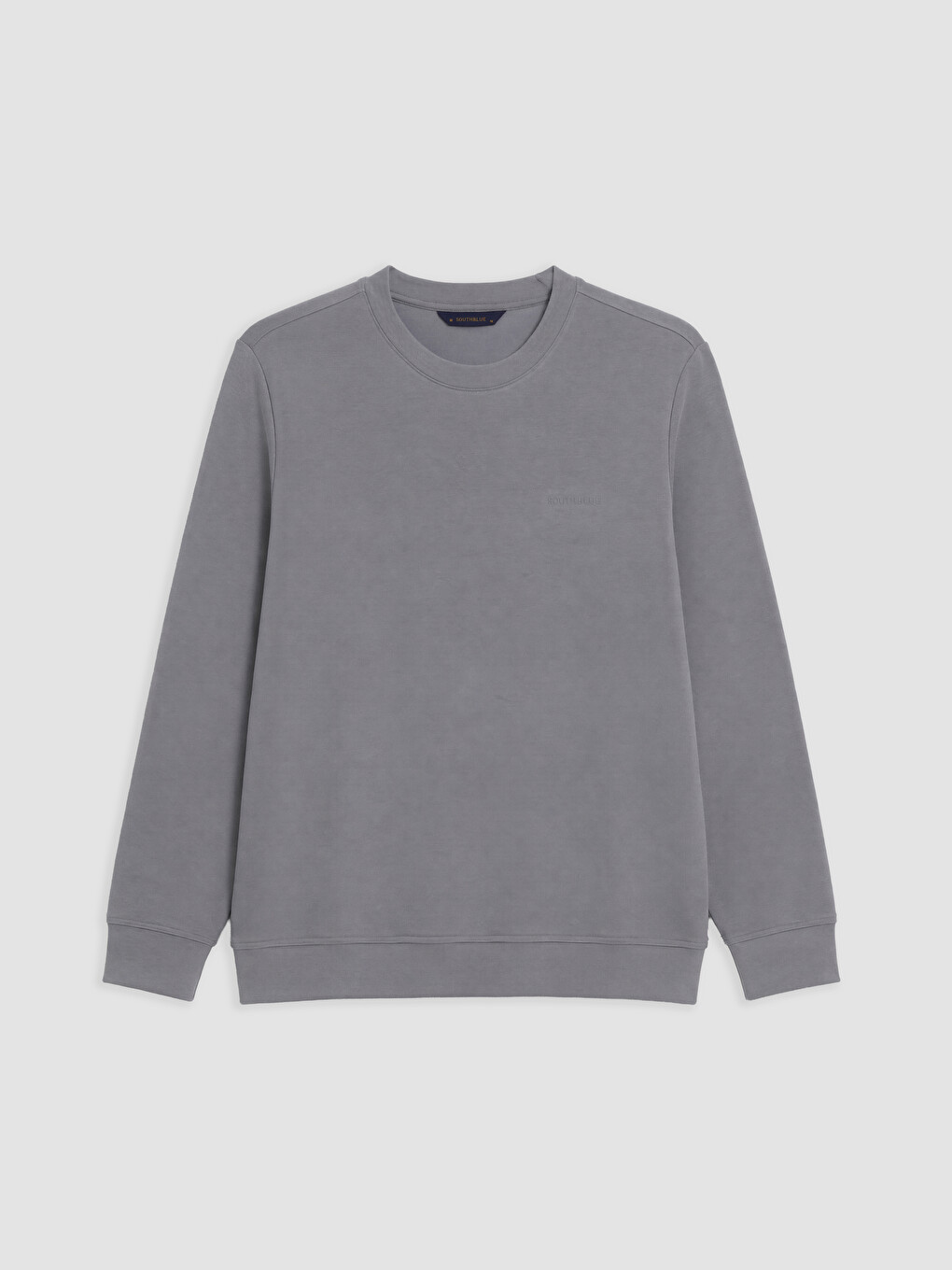 Gri Bisiklet Yaka Baskılı Erkek Sweatshirt