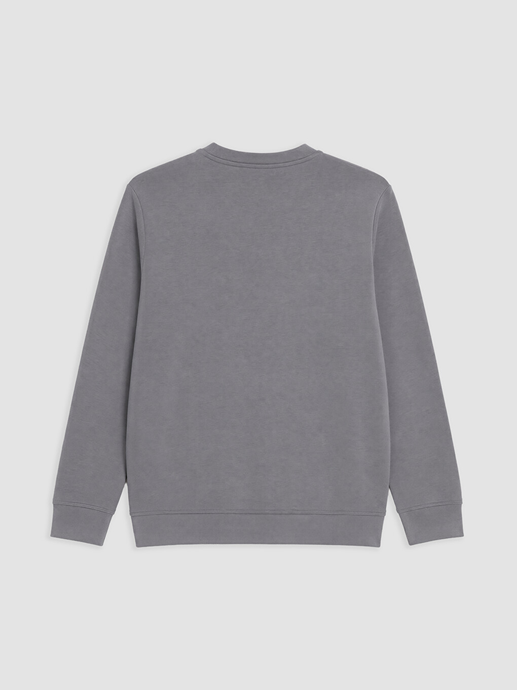 Gri Bisiklet Yaka Baskılı Erkek Sweatshirt-1