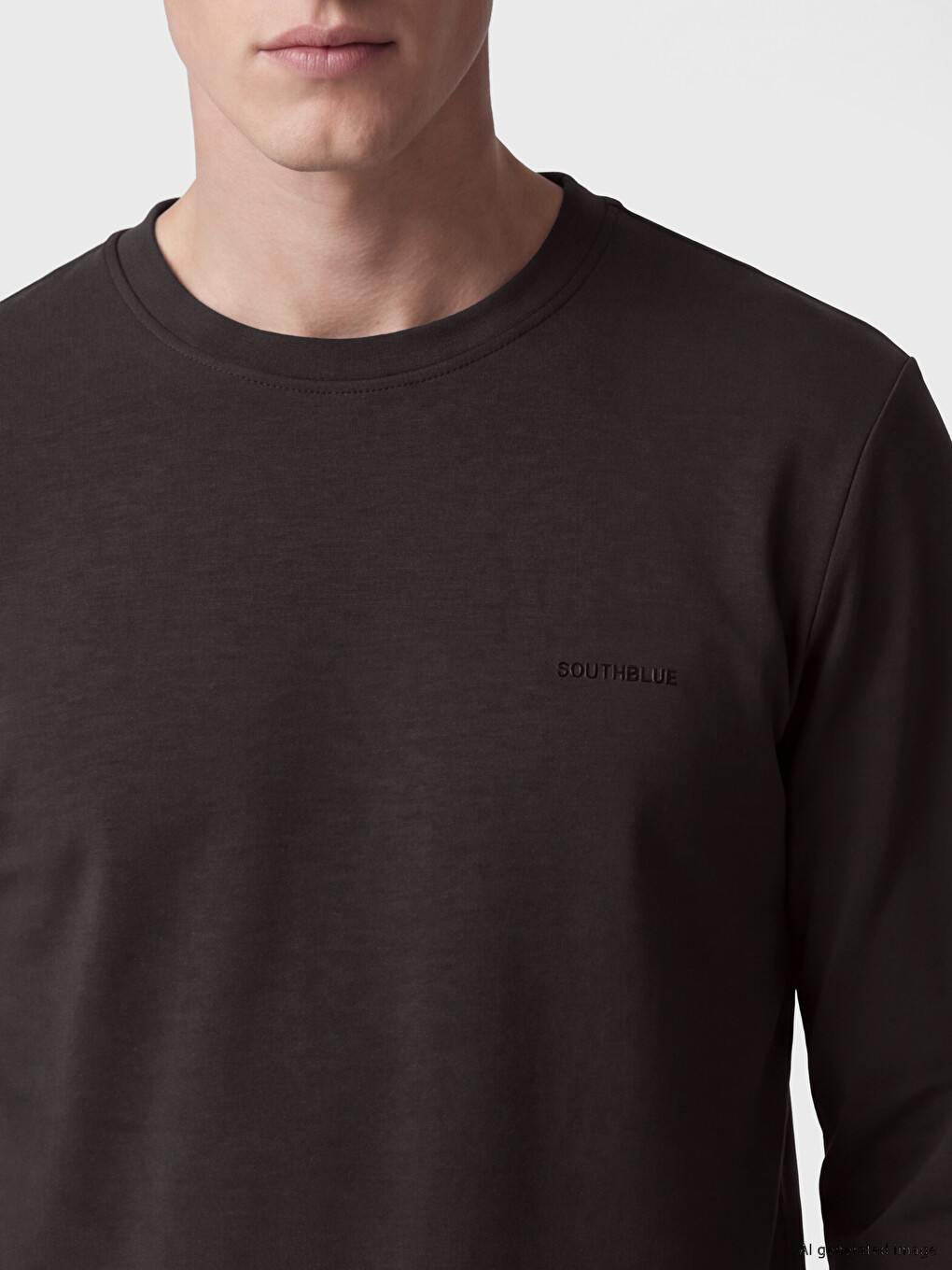 Kahverengi Bisiklet Yaka Baskılı Erkek Sweatshirt-2