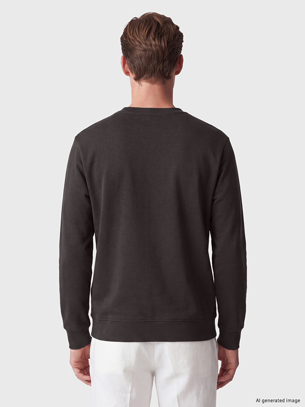Kahverengi Bisiklet Yaka Baskılı Erkek Sweatshirt-3