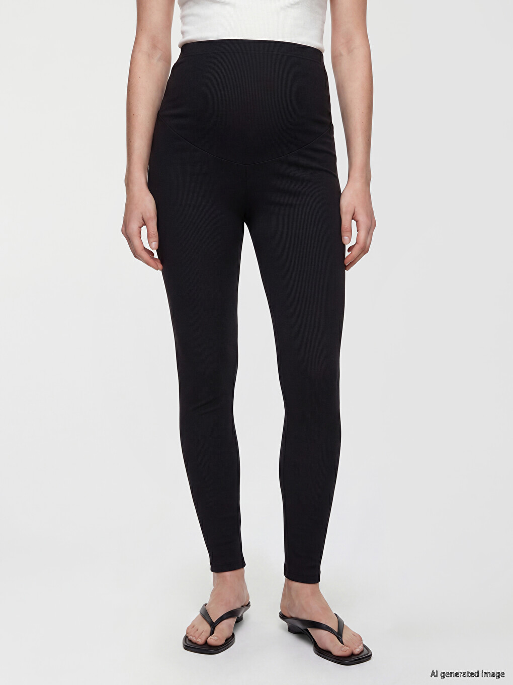 Leggins Me Bel Të Lartë Me Mbështetje Barku Me Brinjë Për Gra-1