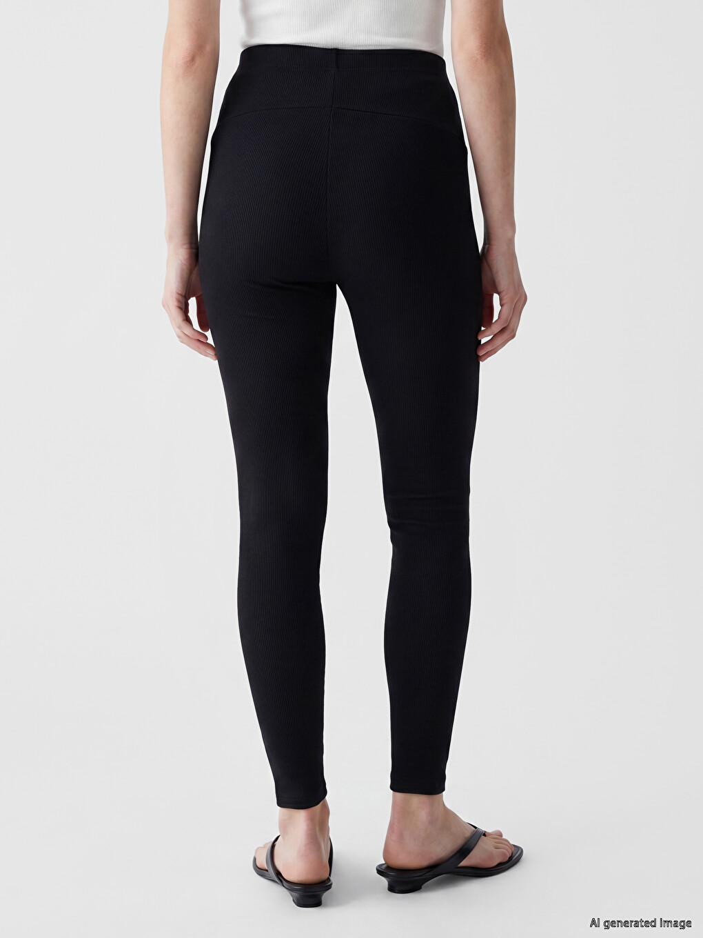 Leggins Me Bel Të Lartë Me Mbështetje Barku Me Brinjë Për Gra-3