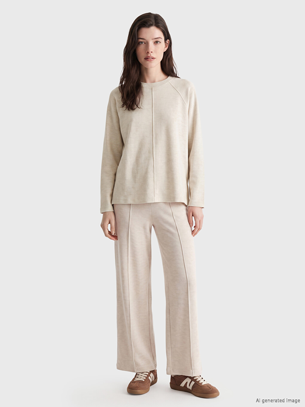 Crew Neck Women's Stitch Detailed Relax Fit Sweatshirt-1