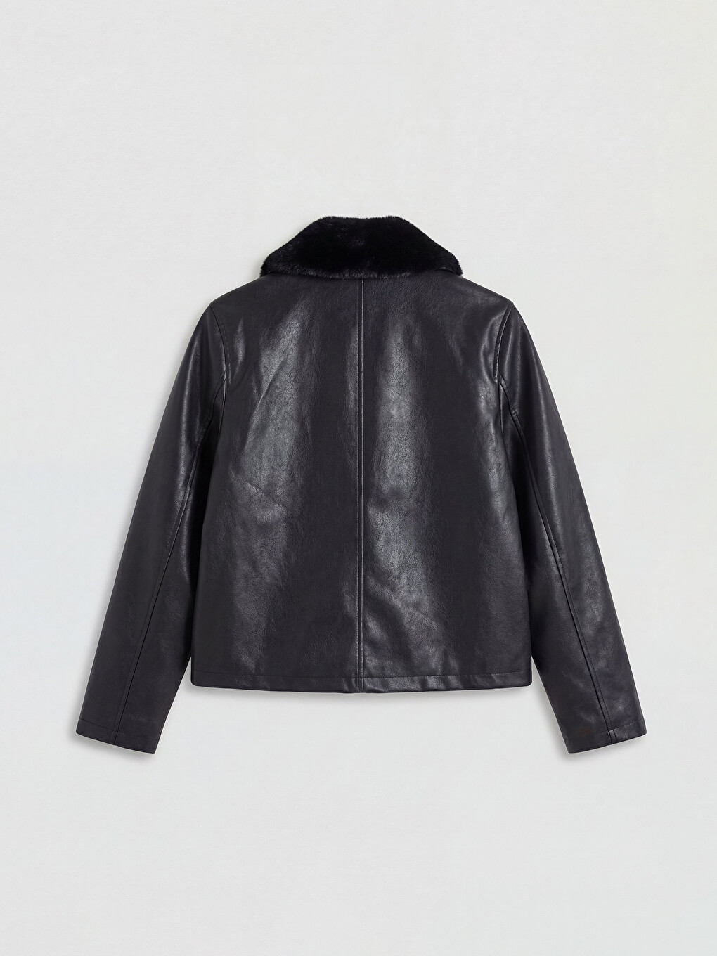 Woman Black Faux Leather Jacket-6