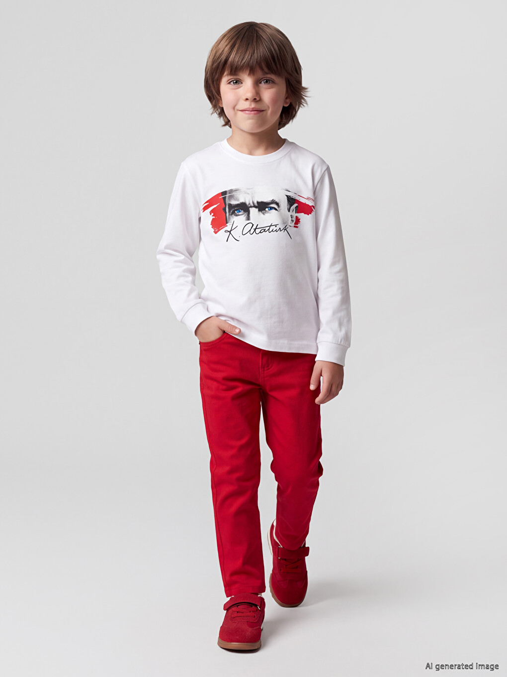 Kırmızı Regular Fit Erkek Çocuk Gabardin Pantolon