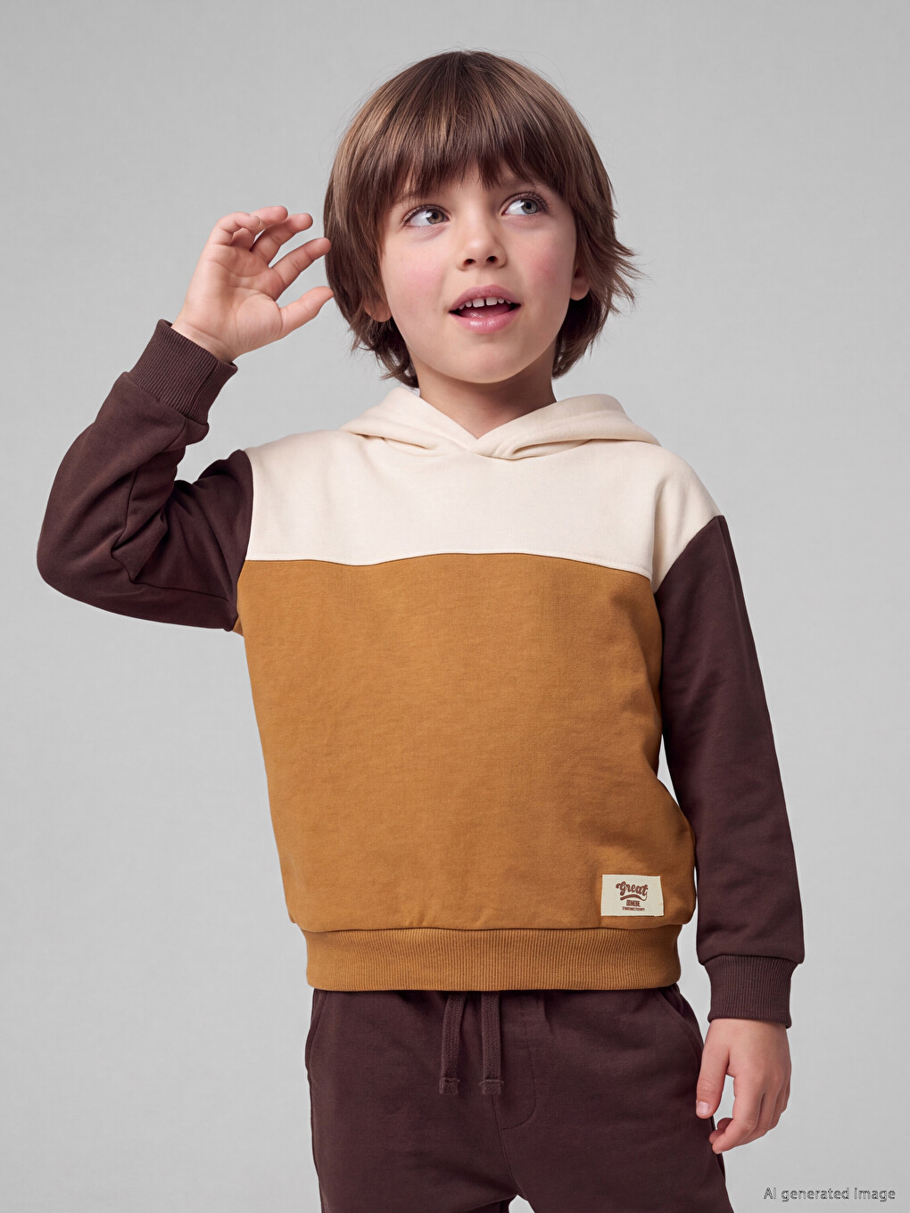 Color Block Boys' Sweatshirt And Tracksuit Bottoms-1