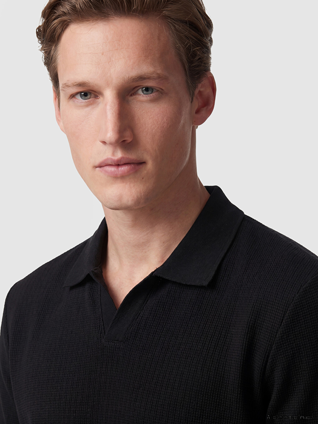 Siyah Polo Yaka Erkek Tişört-2