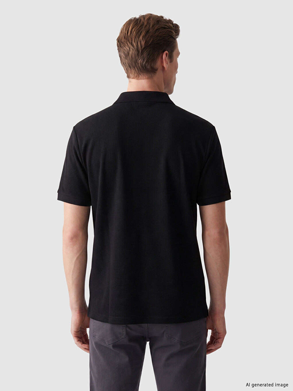 Siyah Polo Yaka Erkek Tişört-3