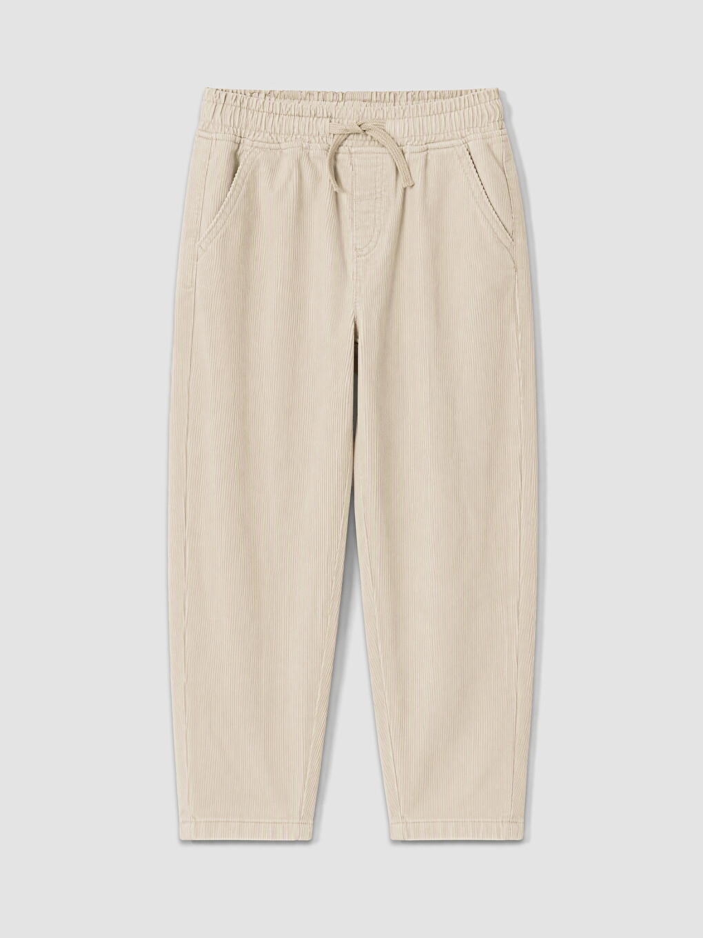Gri Baggy Fit Erkek Çocuk Kadife Pantolon