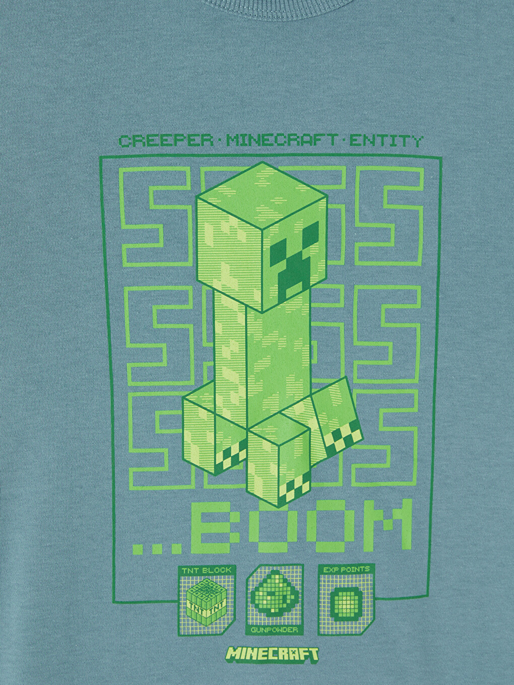 İndigo Minecraft Baskılı Erkek Çocuk Tişört-1