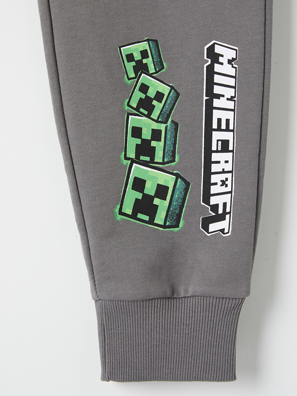 Gri Minecraft Baskılı Erkek Çocuk Jogger Eşofman Altı-2