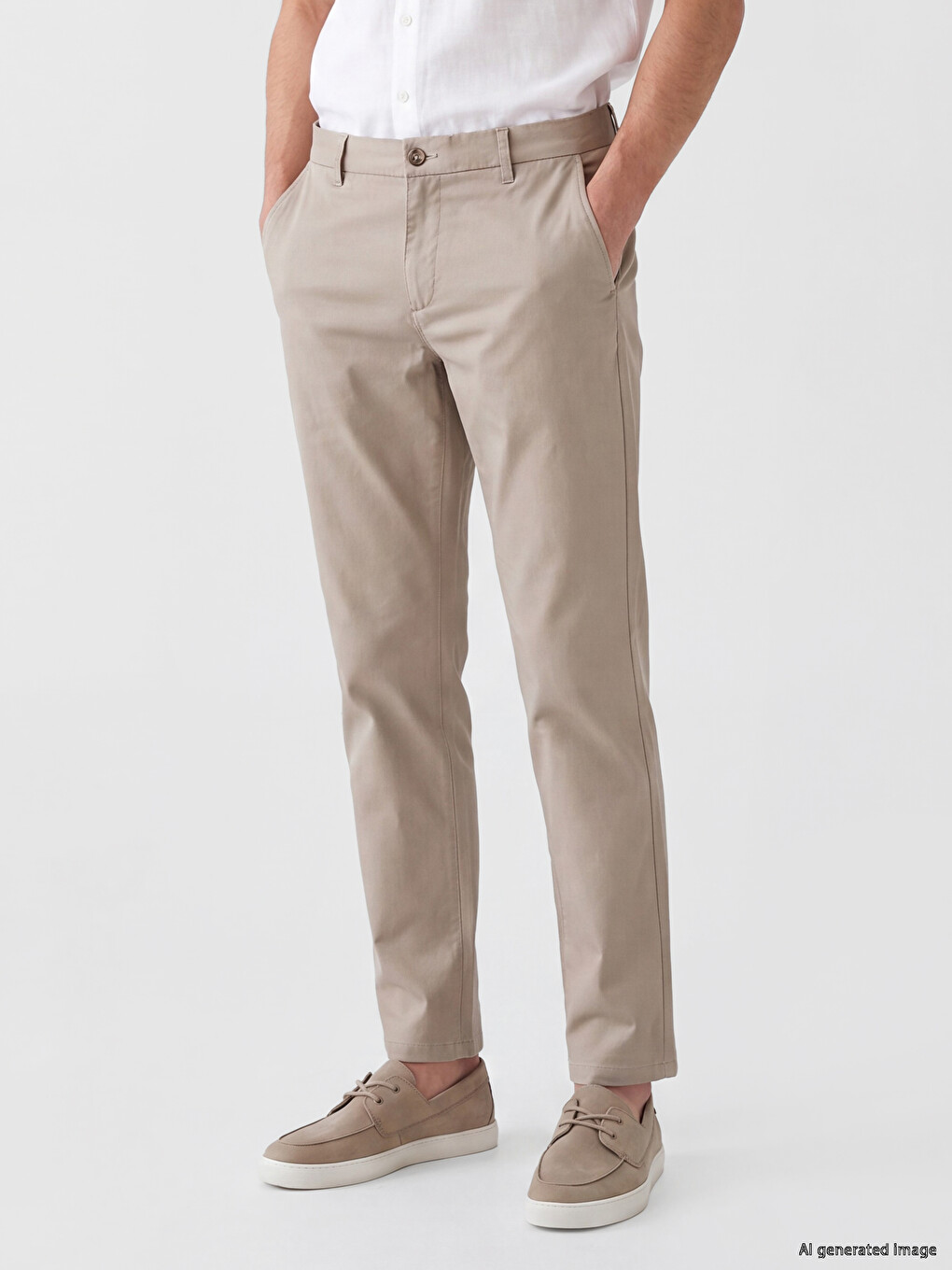 Man Beige Chino Trousers