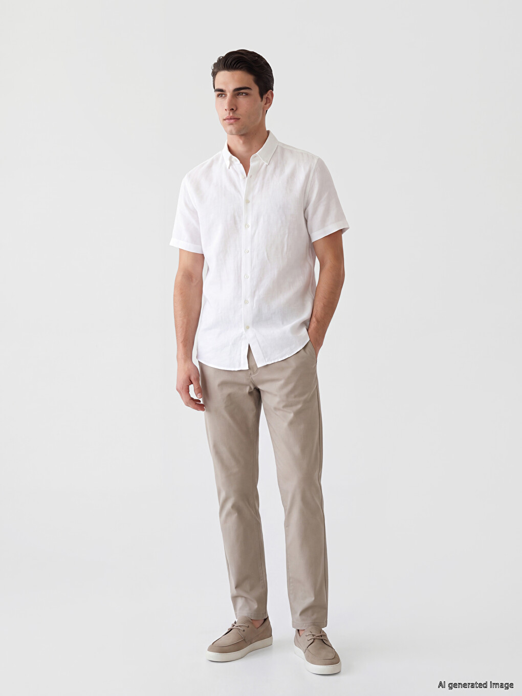 Man Beige Chino Trousers-1