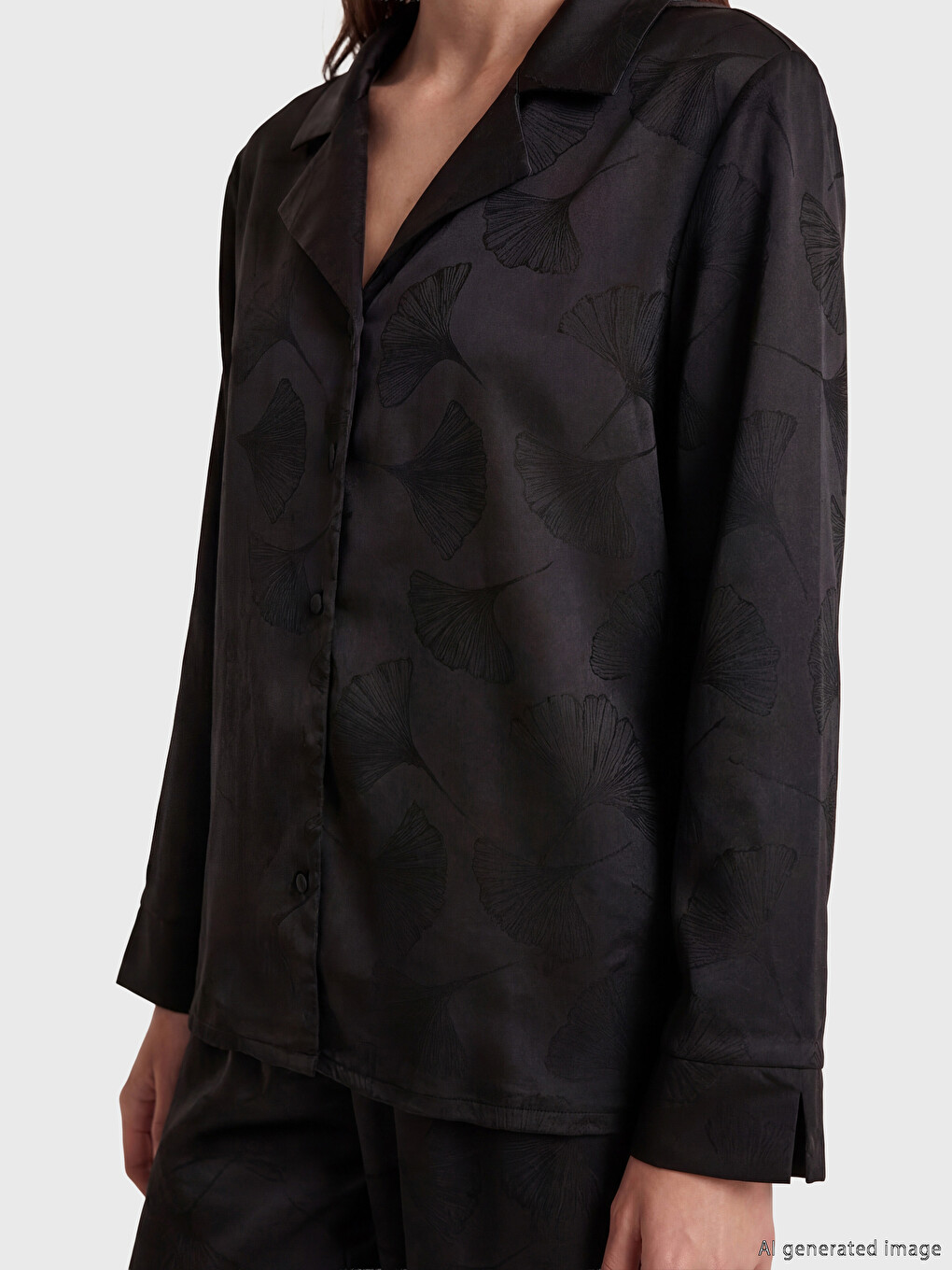 Collared Neck Satin Women's Pyjamas Set-2