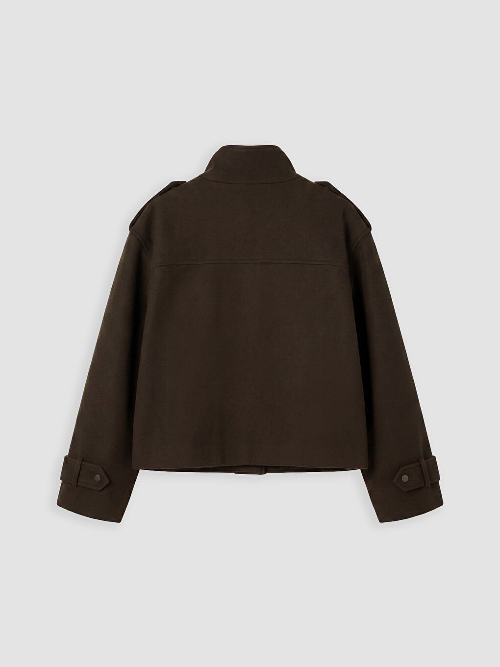 Haki Dik Yaka Oversize Kadın Kaşe Ceket-5