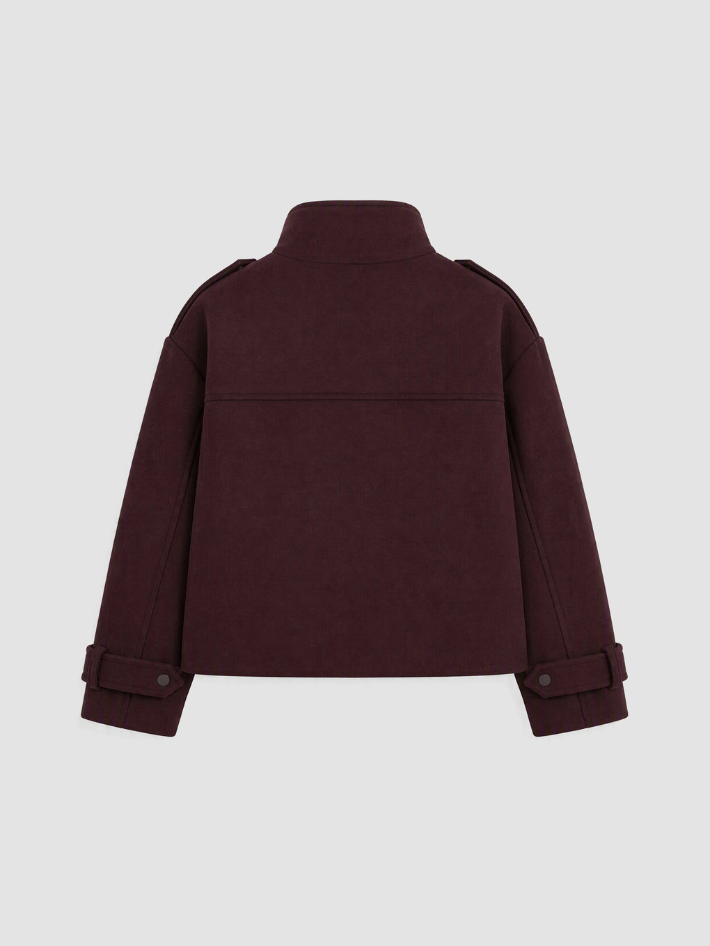 Bordo Dik Yaka Oversize Kadın Kaşe Ceket-8