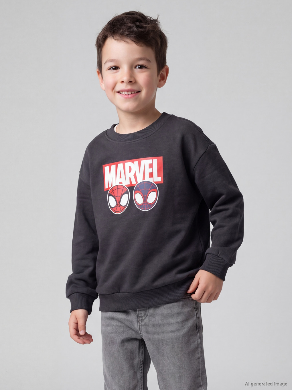 Spider-man Baskılı Erkek Çocuk Kalın Sweatshirt-1