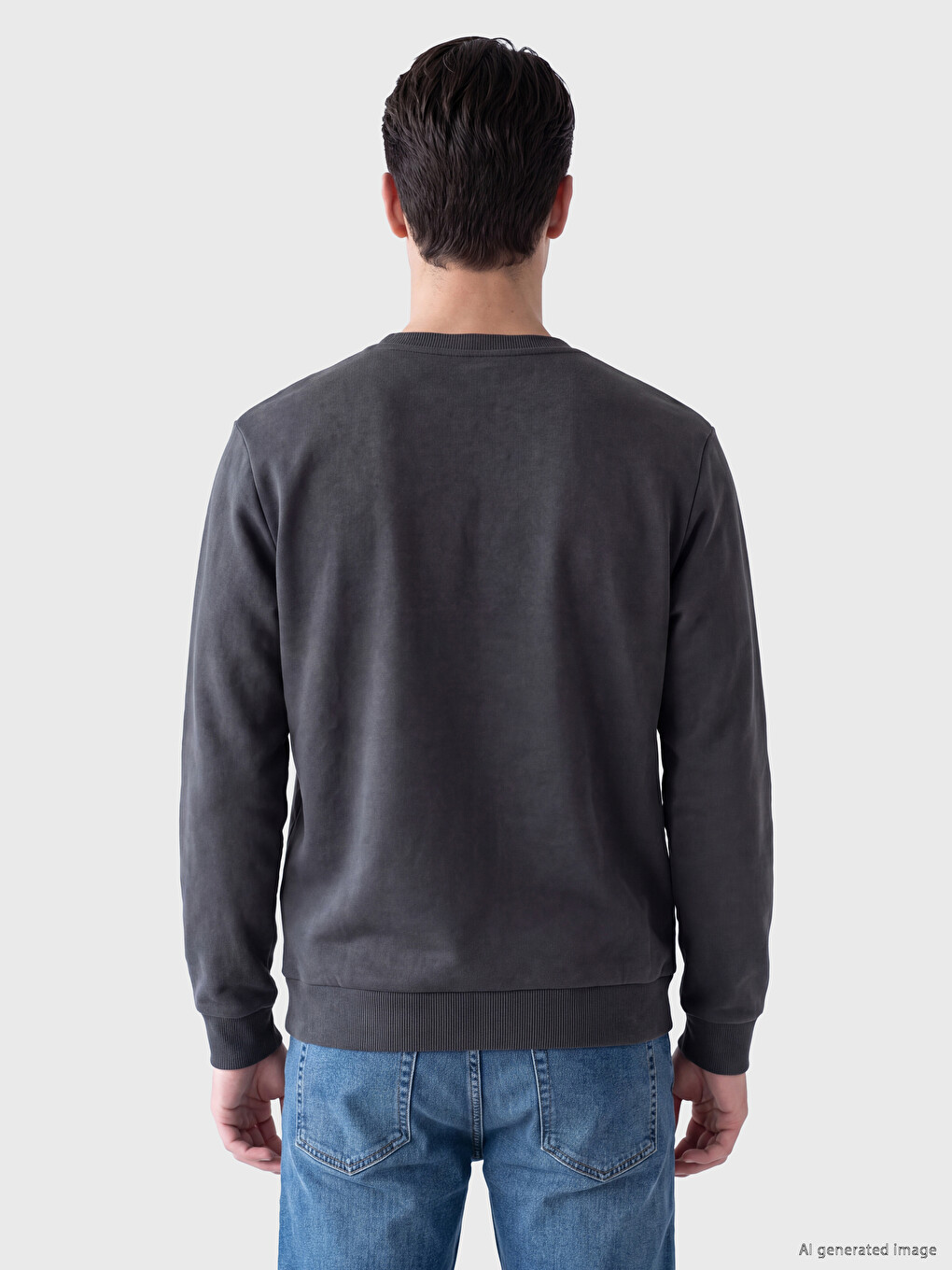 Crew Neck Printed Men's Thick Sweatshirt-2