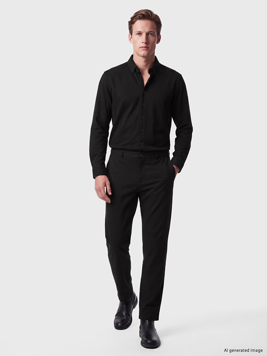 Siyah Slim Fit Erkek Gömlek-2